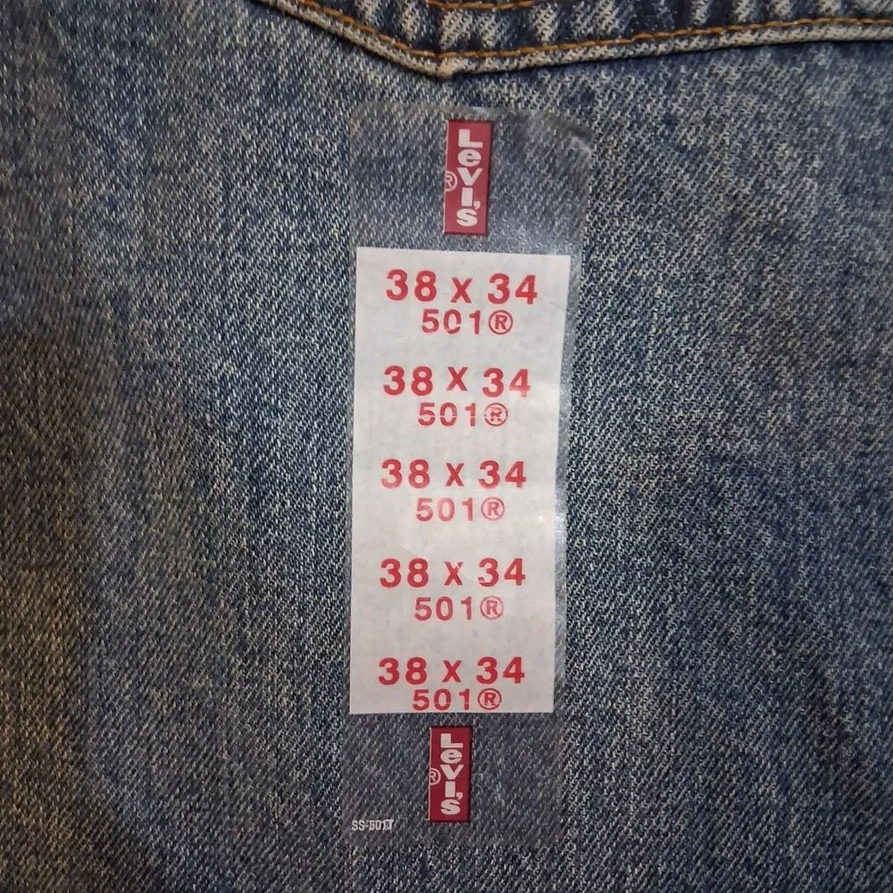 NWT Vintage Levi’s 501 Original Jeans Sz 38x34 Blue Denim Deadstock USA Red Tab